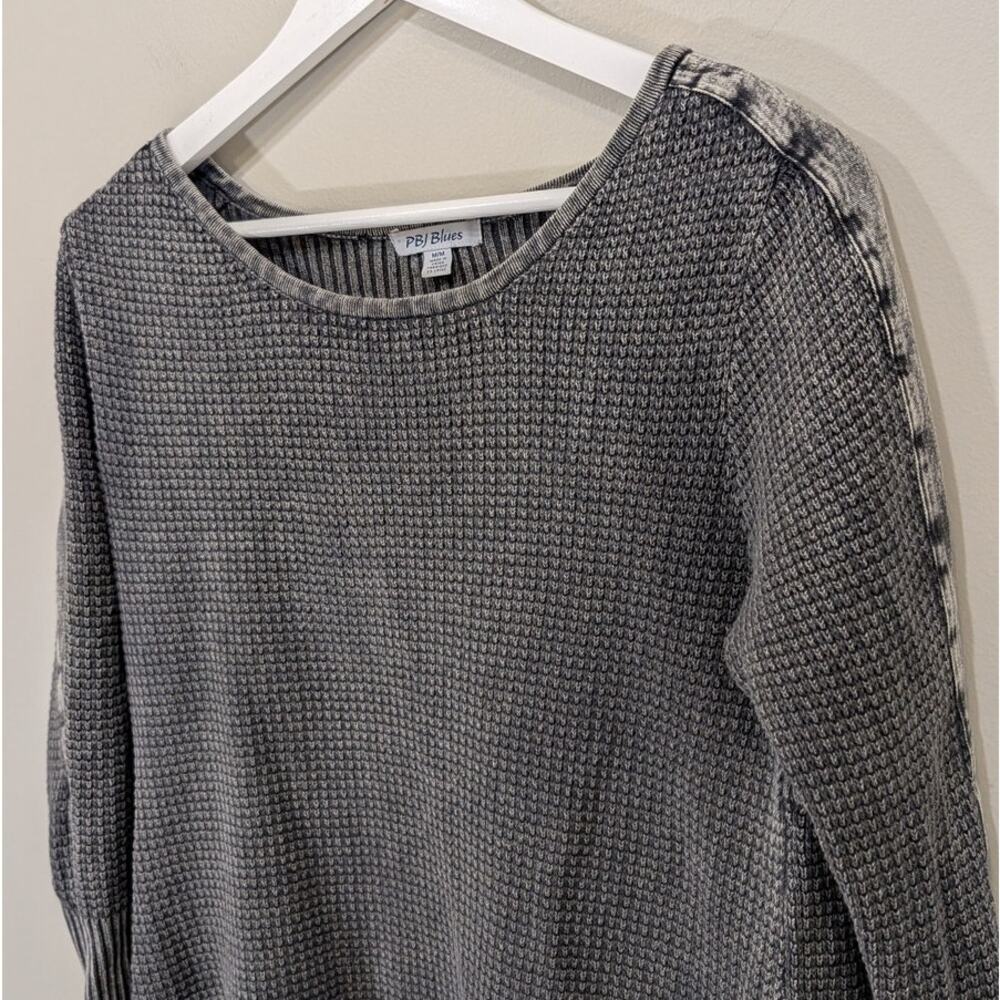 PBJ Blues Gray Waffle Knit Tunic Shirt High Lo Grunge Y2K Slouchy Boho - Size M - Picture 3 of 7